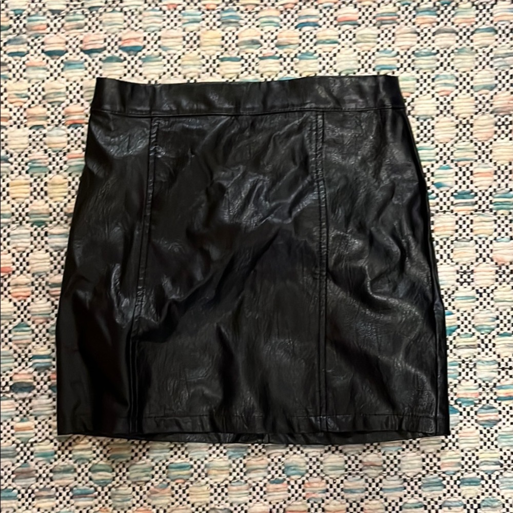 Kids Black vegan leather  Skirt